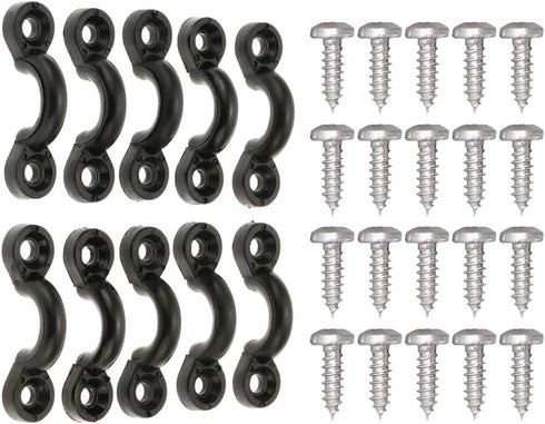 Kayak Pad Eye Kit, 10pcs Tie Down Loops Deck Rigging with Nylon Padeye & Stainless Steel Screws for Canoe & Kayaking