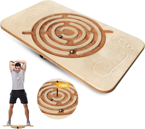 Yes4All 350LBS Professional Wooden Balance Board, Anti-Slip Wobble Board for Leg Workout