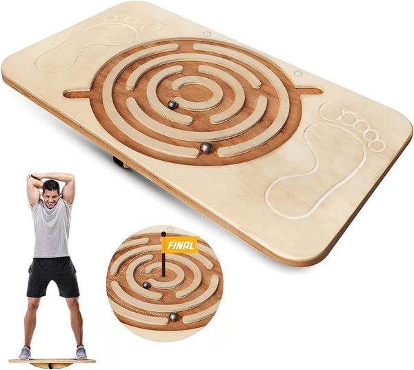 Yes4All 350LBS Professional Wooden Balance Board, Anti-Slip Wobble Board for Leg Workout