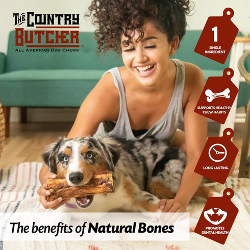 4" Beef Rib Dog Bones for Small and Medium Breed Dogs, Natural Dental Treat, Chew Toy, 12 Count, Made in The USA