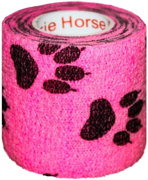 Prairie Horse Supply 2 Inch Vet Wrap Tape Bulk (Pack of 6) - Green, Pink, Red, Black Paw Prints