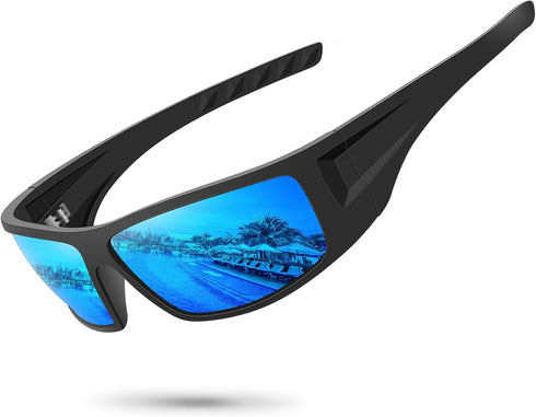Polarized Sports Sunglasses for Men Women UV400 Protection Wrap Around Cycling Fishing Unbreakable Frame