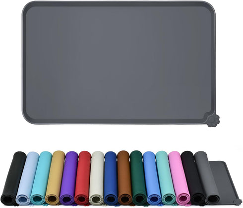 Waterproof Pet Feeding Mat with High Raised Edges, Thicker Placemats for Cat Dog Water Bowl to Prevent Spill