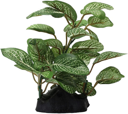 2 Piece Realistic Faux Silk Aquarium Ficus Tree, Small Betta Fish Tank Grass Fake Plastic Decorations