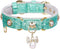 PetsHome Cat Collar, Dog Collar, Bling Rhinestones PU Leather Adjustable Pet Collar for Small Medium Dogs (Mint Green)
