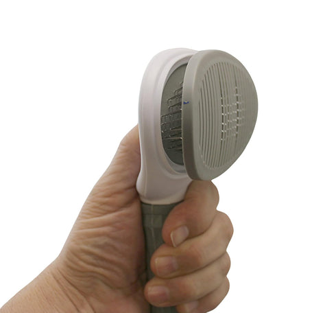 Easy-Clean Slicker Brush for Dogs, Cats & Bunnies, Gentle De-shedding Tool with Self-Cleaning