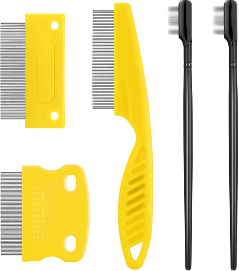 5 Pieces Dog Eye Combs for Tear Stain Removal, Pet Grooming Comb for Small Dogs (Yellow, Black)