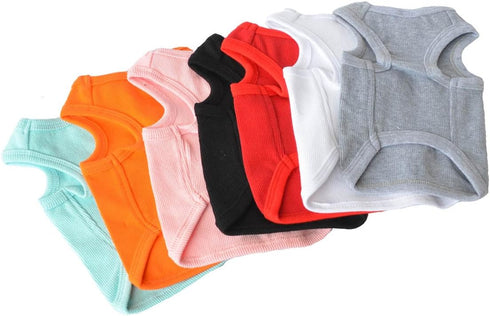 Lovelonglong 2019 Summer Pet Clothing, Dog Clothes Blank T-Shirts, Ribbed Tanks for Pit Bull Medium Dogs, 100% Cotton