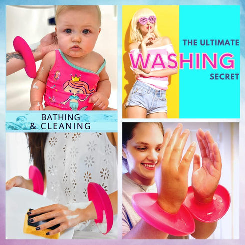 BaR-K Patented Drip Catcher Cuffs - Face Wash Wristbands for Spa, Stops Soap & Water from Running Down Arms, Pink Set