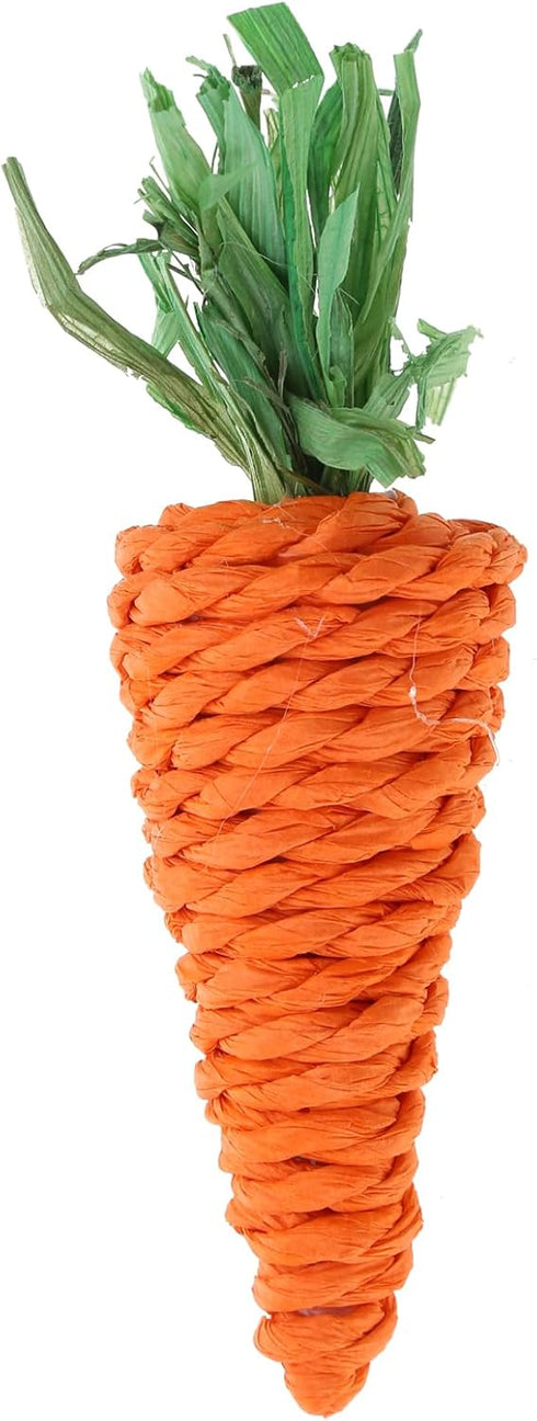 WOZUN 5-Piece Rabbits Chew Toy Natural Grass Carrot Small Animal Teeth Grinding Rabbits Chew Carrot for Teeth Grinding
