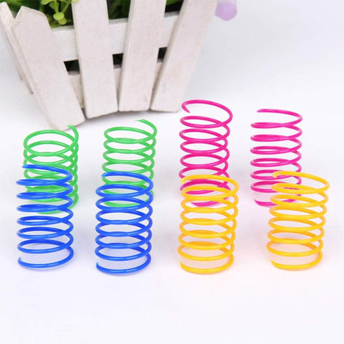 Andiker 24pcs Cat Spring Toy, Colorful Spiral Springs, Interactive Durable Plastic Toys for Indoor Cats