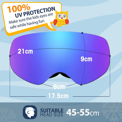 Kids Ski Goggles, Snow Ski Goggles for Youth Teens Boys and Girls, Ages 5-14
