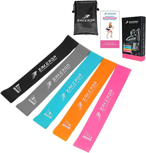 Resistance Loops Exercise Booty Bands Set of 5 for Home Fitness, Pilates, and Yoga Training