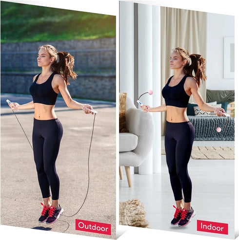 Te-Rich Weighted Jump Rope for Fitness, Adjustable Length Skipping Rope with Counter - Heavy Handles