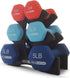 HolaHatha Neoprene Dumbbell Set - 2, 3, 5, 8, and 10 Pound Free Hand Weights with Rack for Home Exercises, Pastel