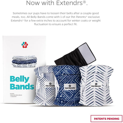 Pet Parents Premium Washable Belly Bands for Male Dogs & Extendrs, (3pack) of Male Dog Diapers & Male Dog Belly Bands, Color: Kahuna, Size: Extra Small Dog Diapers Male