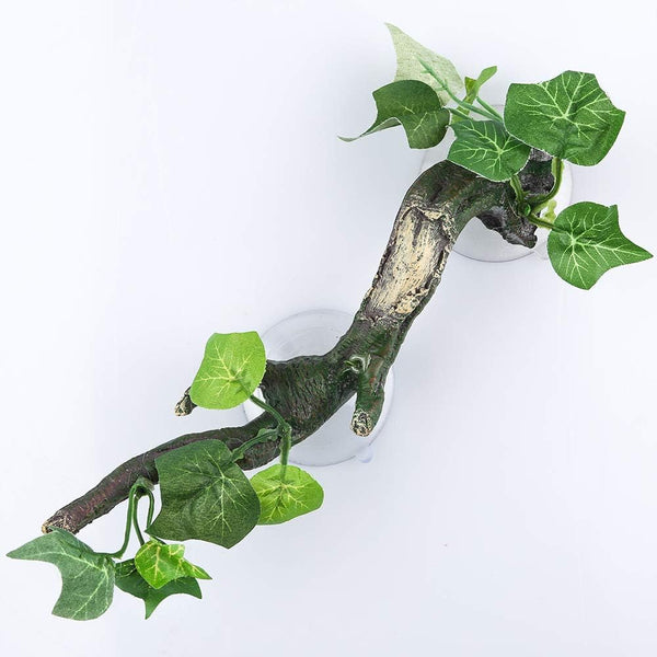 AQUA KT Reptile Corner Branch Terrarium Plant Decoration with Suction Cup for Lizard Snake Climbing