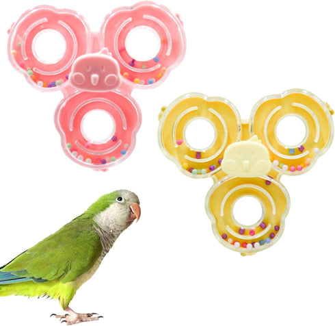 MinrzPet 2 Pack Spinning Bird Toy, Bird Cage Accessories, Interactive Enrichment Chewing Exercise
