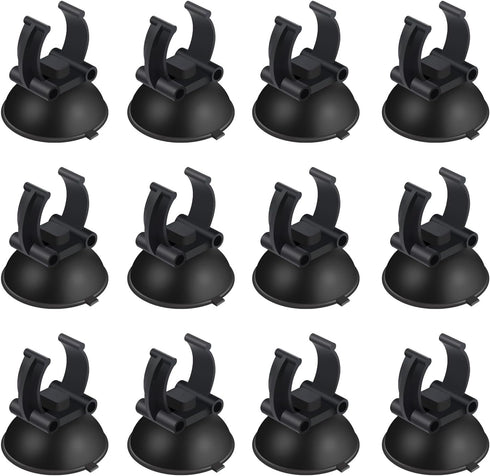 AQUANEAT 12 Pack Black Aquarium Suction Cup Clips, for Heater, Tubing Hose, Plant, Decoration (Middle 1").