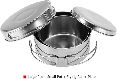 QANYEGN Set, Portable Stainless Steel Cookware Camping Mess Kit, Stainless Steel Camping Cookware for Camping or Other
