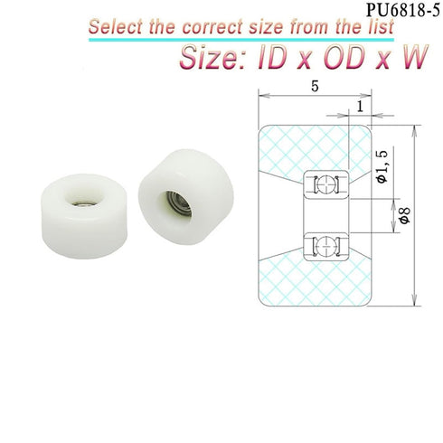 AELATNGS 1pcs 8mm PU6818-5 1.5x8x5 1.5 8 5 OD PU Coated Fingerboard Wheels with Bearing Finger Skateboard Pulley