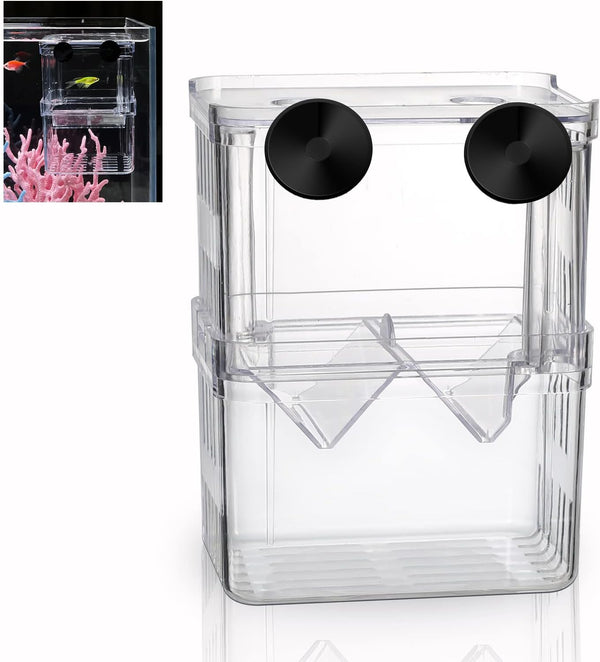 Boxtech Aquarium Fish Tank Hatchery Incubator Breeding Box, Acrylic White Isolation Divider for Baby Fishes