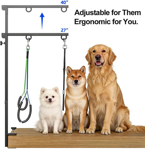 ALLPETS&CO 27"-40" Hammock, 4pc Set Portable Foldable Dog Grooming Arm Kit: Adjustable with Heavy Duty Clamp & Grooming