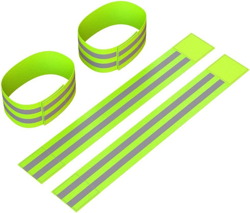 Reflective Ankle Bands (4 Bands/2 Pairs) | High Visibility Safety for Jogging/Cycling/Walking | Sports Accessories