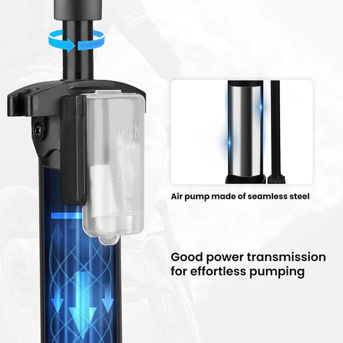 Hycline Portable Floor Bike Pump - 150/160 PSI High Pressure Air Pump with Presta and Schrader Valve