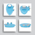 Hypeety Bird Bath with Mirror, Portable Bird Bathroom for Pet Parrots, Bathing Tub Accessories (Blue)