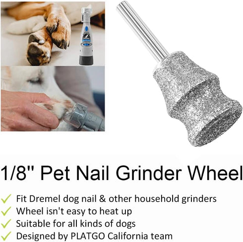 1/8'' Diamond Dog Nail Grinder for Dremel, Diamond Sanding Drums, Diamond Rotory Bit for Dogs&Pets Nail Care, Nail