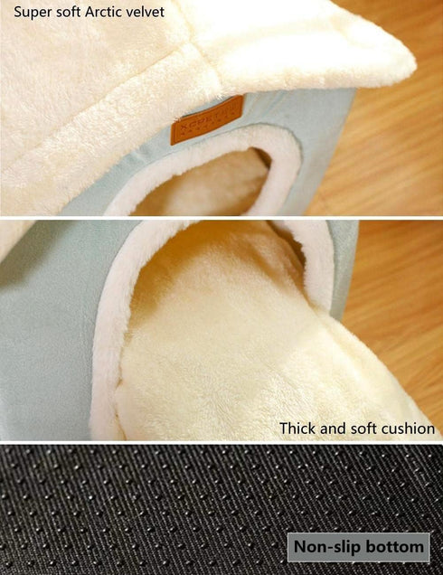 BXEBUI Dog House Indoor Memory Sponge, Foldable Dog House Kennel Bed Mat with Cushion for Small Medium Large Dogs Cats