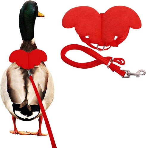 Duck Walking Harness and Leash, Adjustable Rope for Chicken Duck Outdoor Training, Pet Poultry Hen Cock (S, Red)