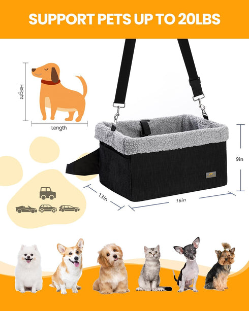 Dog Car Seats for Small Dogs, Upgrade Booster Seat with Metal Frame for Pets up to 20lbs