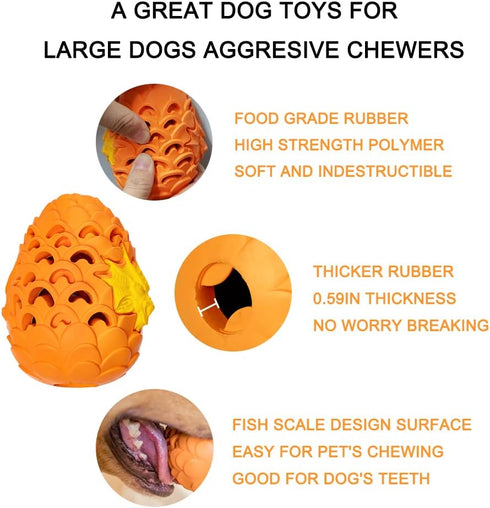 Indestructible Dog Toys for Large Aggressive Chewers - Durable Dragon Egg Treat Dispensing Dog Toy
