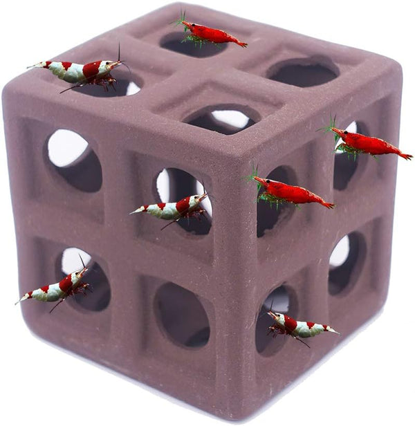 Aquarium Cave Ceramic Decoration for Amano Shrimp Cichlid with Fish Hideaway and Breeding