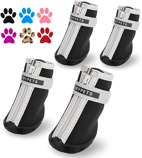 QUMY Dog Shoes for Small Dogs, Puppy Boots & Paw Protectors for Winter, Summer, Waterproof for Outdoor Walking (Black,