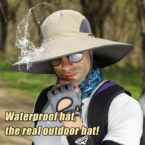 New Size L-XXL Wide Brim Fishing Sun Hat for Men - UPF 50+ Waterproof Breathable Safari Hat