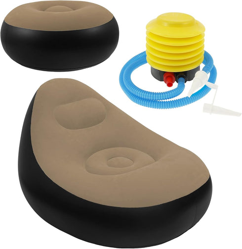 ZJMCAJY Inflatable Chair, Inflatable Folding Sofa with Ottoman Portable Inflatable Couch with Flocked Surface