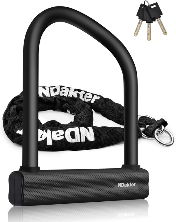 NDakter Heavy Duty Motorcycle Locks, 18mm Anti Theft Lock with 4FT Chain for Scooter, Ebike, Moped