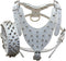 Serijoars Spiked Studded PU Leather Dog Harness Collar Set for Large Breed Pit Bull, Bully, Husky, Terrier, M, White