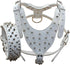 Serijoars Spiked Studded PU Leather Dog Harness Collar Set for Large Breed Pit Bull, Bully, Husky, Terrier, M, White