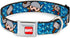 Dog Collar Seatbelt Buckle - Kawaii Thor Poses Hammer Monogram Blues, 15 to 26 Inches, 1.0 Inch Wide