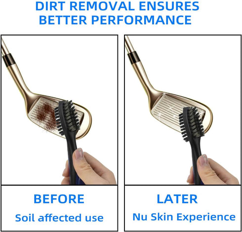 Golf Club Brush and Groove Cleaner - Retractable Zip-Line Cleaning Tool with Non-Slip Handle Grip