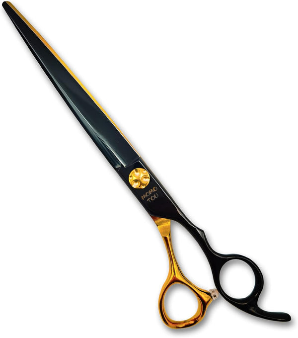Black & Gold Professional Straight Dog Grooming Scissors, 7.5'' Japanese 440C Stainless Steel with Decorative Screw