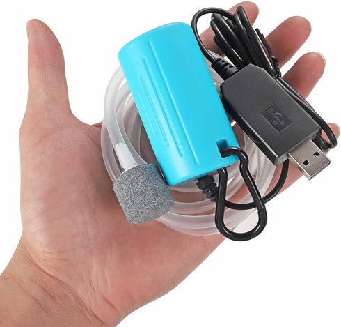 Mini Aquarium Air Pump, USB Air Pump for 5 Gallon Aquarium with Oxygen Tube and Air Stones