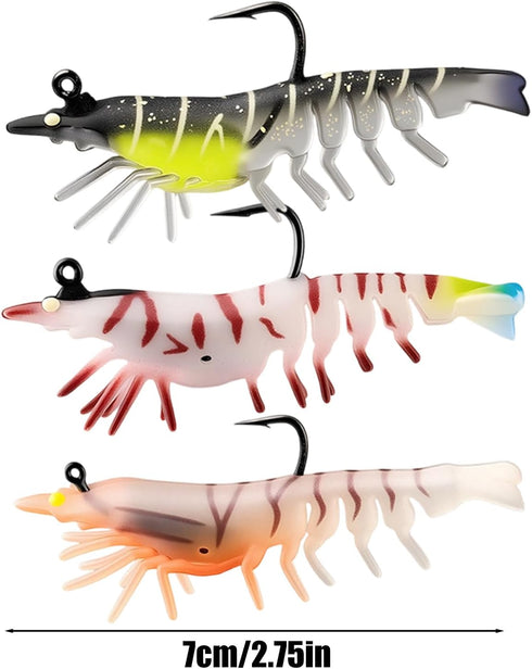 Genrico Set Shrimp Lures for | Realistic and Vibrant PVC Swimbait | Artificial Shrimp Lures and Baits | for r