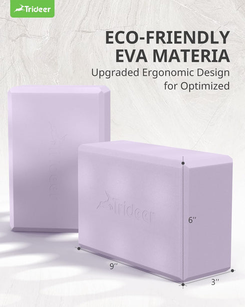 Trideer Yoga Block, Premium Foam Blocks with Soft Non-Slip Surface, Lightweight, Odor Resistant, Supportive Yoga