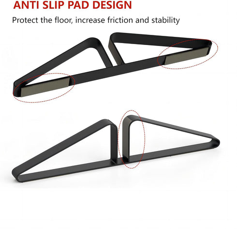 Freestanding Pet Gate with Metal Triangle Support Feet, Set of 2 for Extra Wide Foldable Dog Gates (Black)