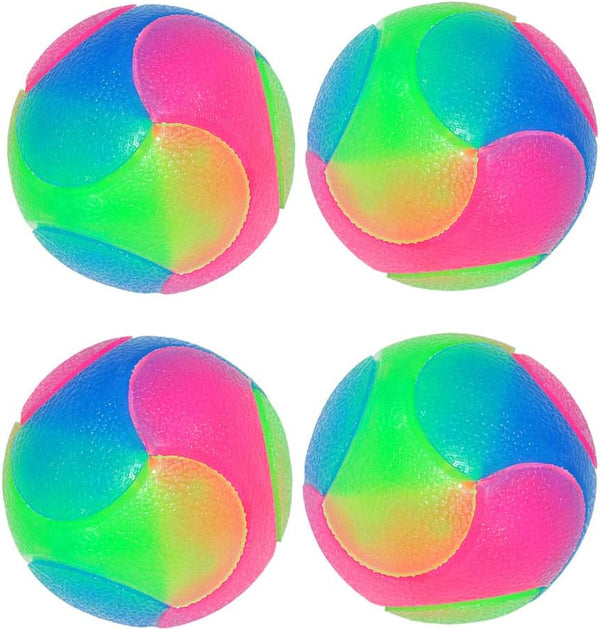 FineInno 4 pcs Light Up Dog Balls - Flashing Elastic Glow in The Dark Interactive Pet Toys for Puppies, Cats, and Dogs